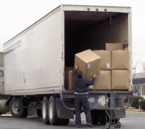 Truck loading cargo